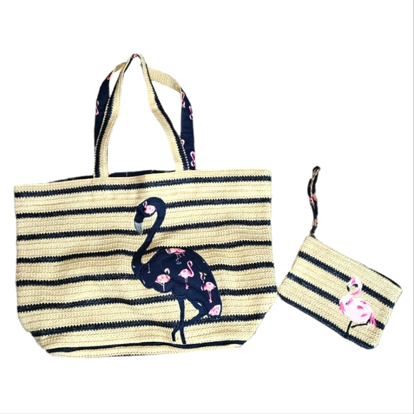 Vera Bradley Bags Vera Bradley Straw Beach Flamingo Bag And Wallet